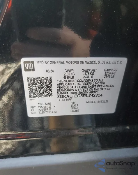 2024 GMC Terrain Sle from USA, damaged, VIN 3GKALTEG5RL343314